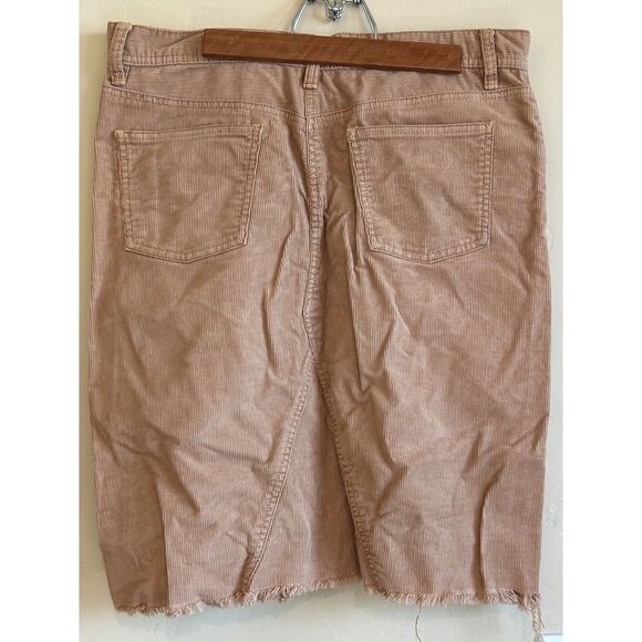 Vintage Ralph Lauren Polo Jeans Tan Camel Raw Hem Corduroy Skirt Size 10 Y2K - Picture 2 of 5